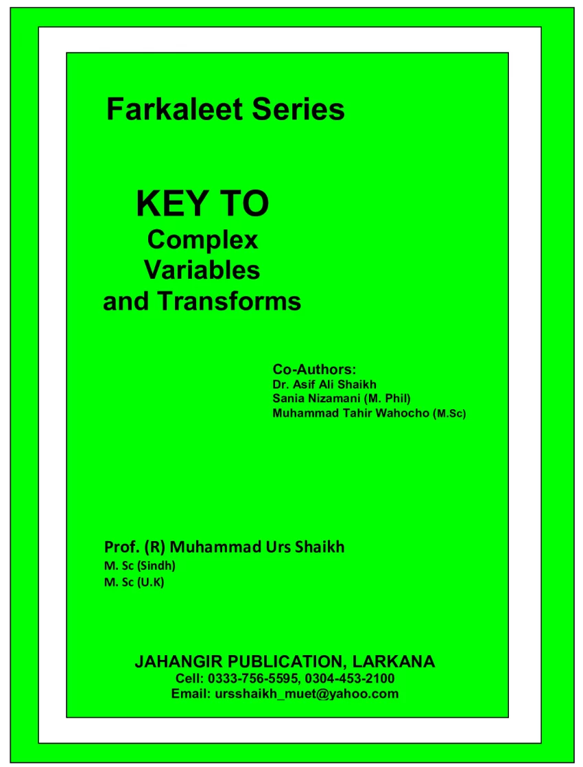 Key To Complex Variables And Transforms | Farkaleet Series